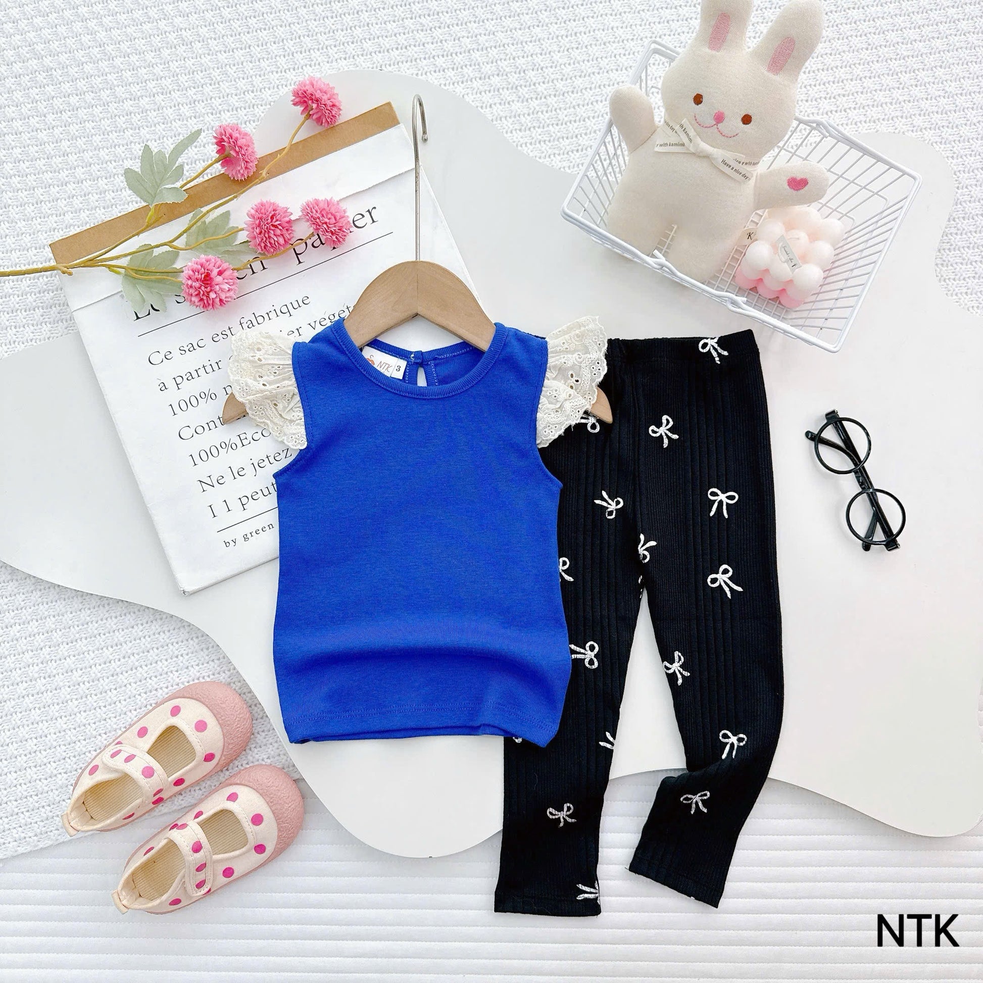 NTK Lace Cap Sleeves Top with Long Pants