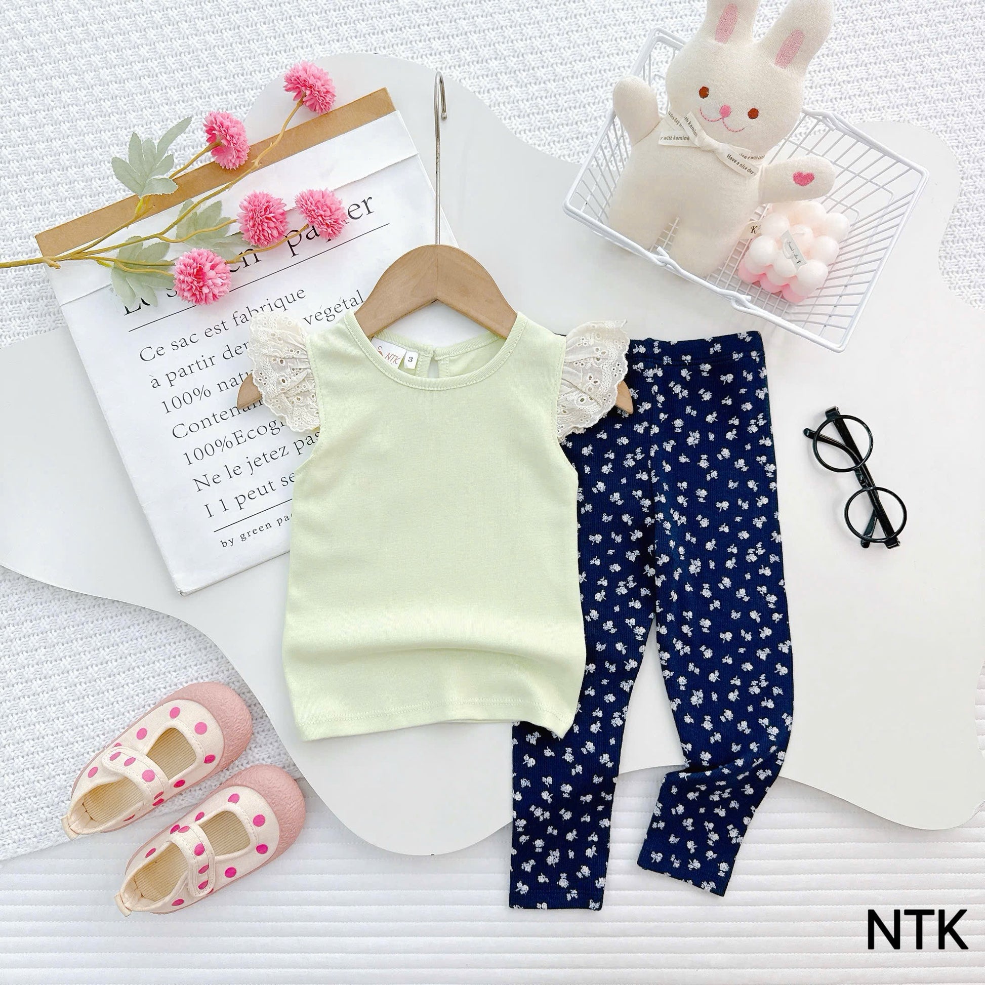 NTK Lace Cap Sleeves Top with Long Pants